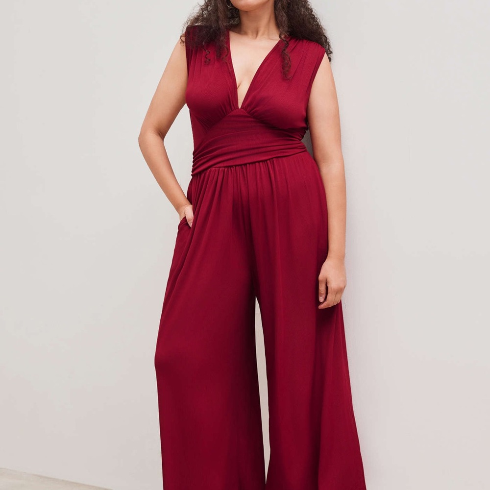 Cider Deep Red Sleeveless Jumpsuit